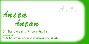 anita anton business card